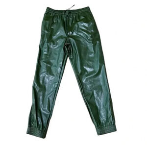 Sans Souci Women’s Dark Green Tapered Ankle Jogger Pants with Ties Size M NWT